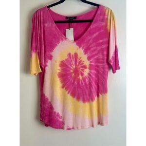 Yana K NWT Louis pink/yellow tie dye swirl top - One Size fits Most